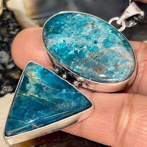 Blue Apatite Crystal Pendant 2 1/2”